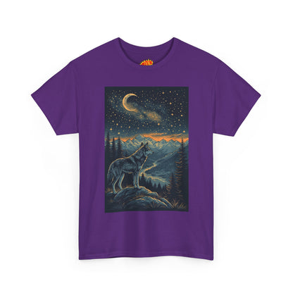 Mountain Wolf Sliver Moon Scene T-Shirt