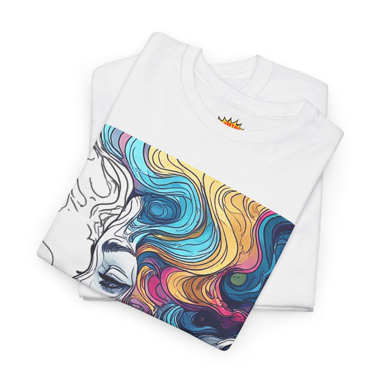 Face w/Color Hair Graphic Art Tee Shirt *Multiple Colors*