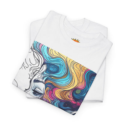 Face w/Color Hair Graphic Art Tee Shirt