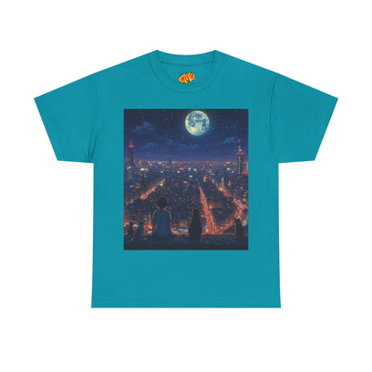 Anime City Neon Night Scene w/Cats T-Shirt
