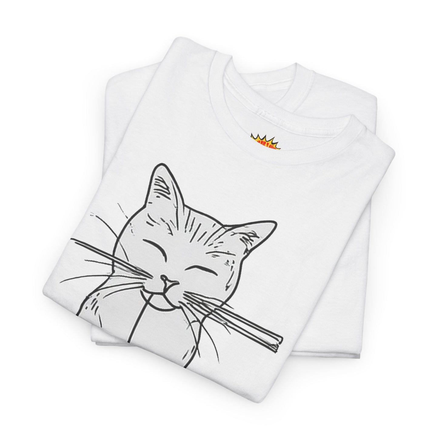 White Cat w/Yarn Ball Art Drawing Tee Shirt *Multiple Colors*