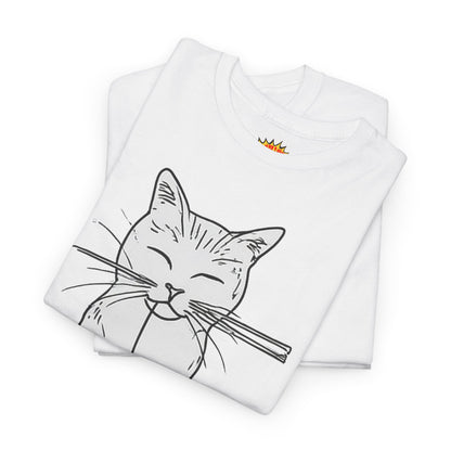 White Cat w/Yarn Ball Art Drawing Tee Shirt
