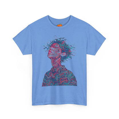 Line Drawing Multicolor Human Graphic Art Tee Shirt