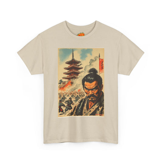 Vintage Style Fiery Pagoda Battle Scene T-Shirt *Multiple Colors*