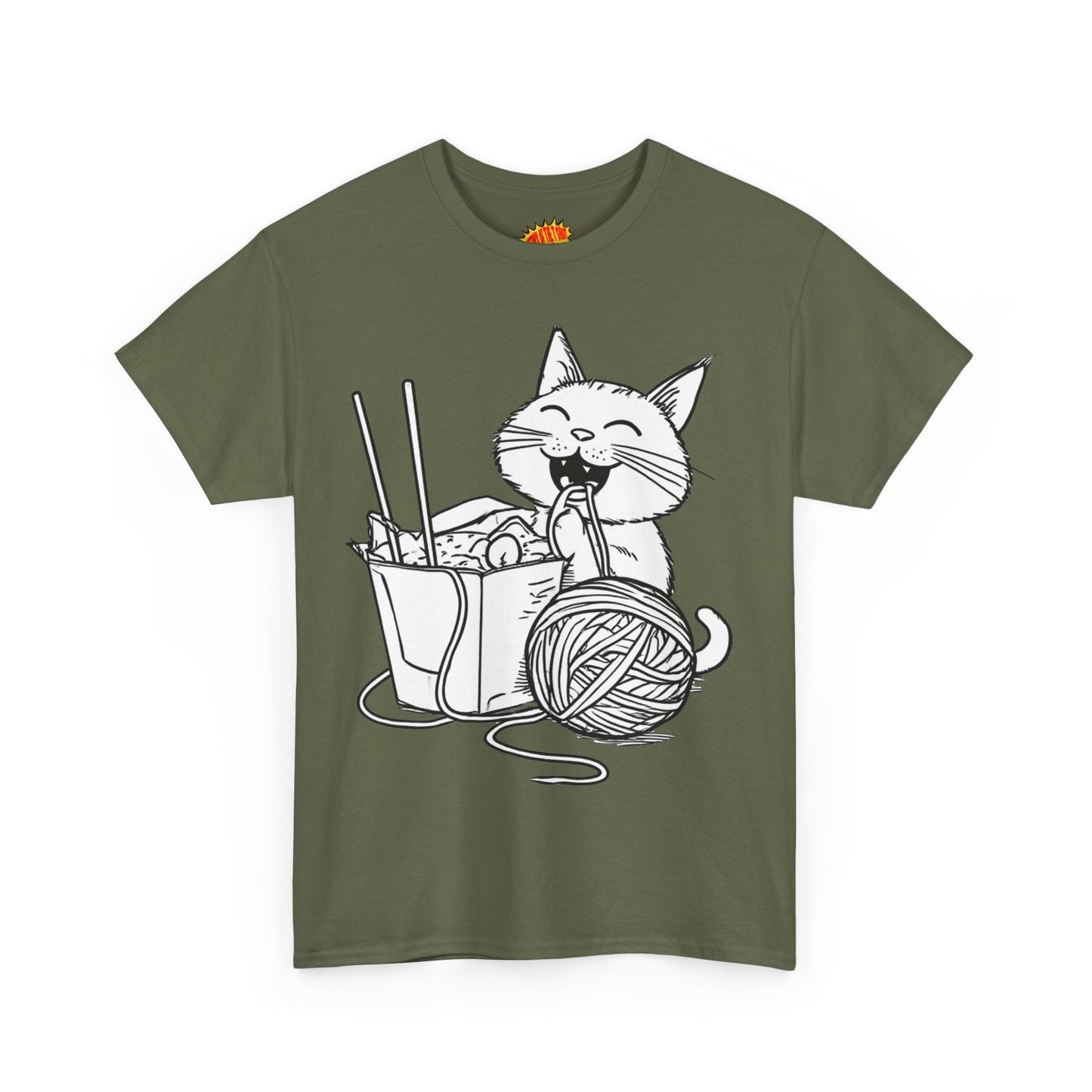 Happy Cat w/Noodles + Yarn Art Tee Shirt *Multiple Colors*