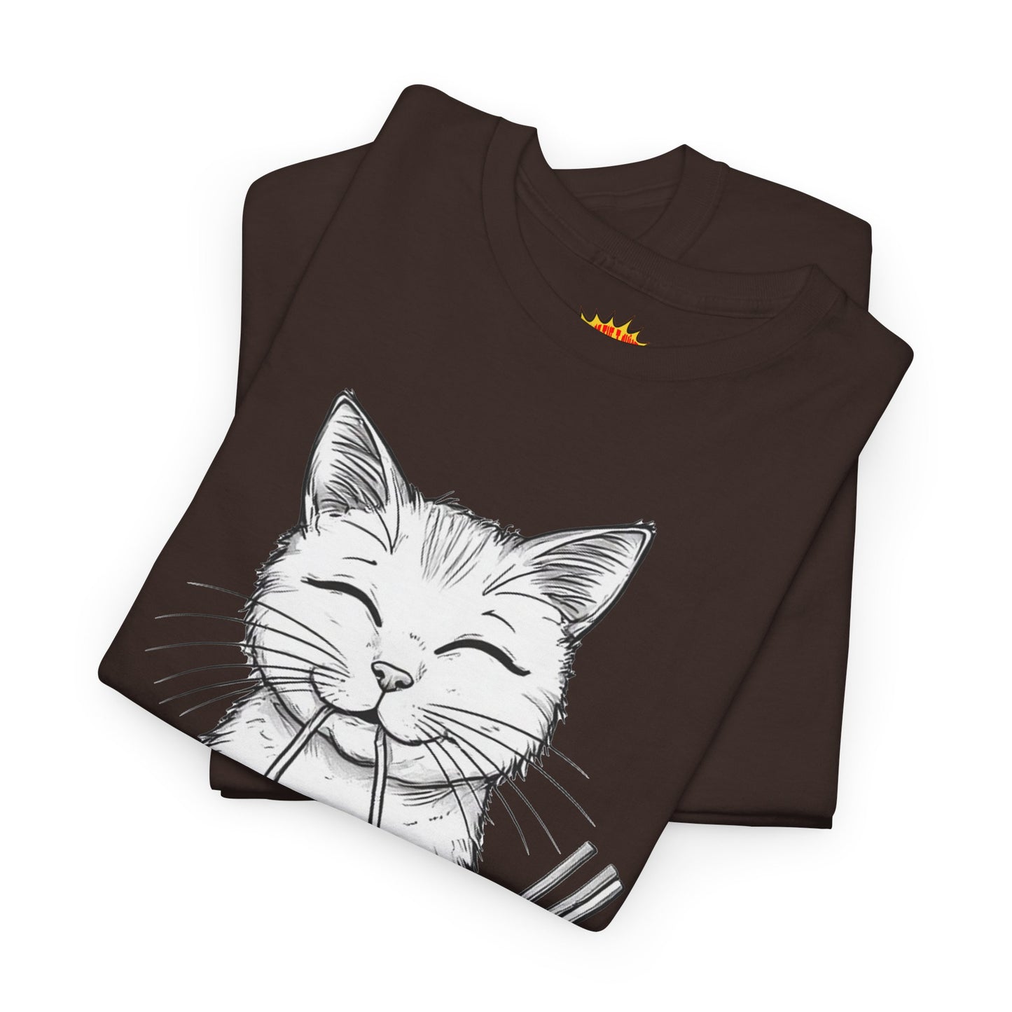 Cat w/Noodles Drawing Art Tee Shirt *Multiple Colors*