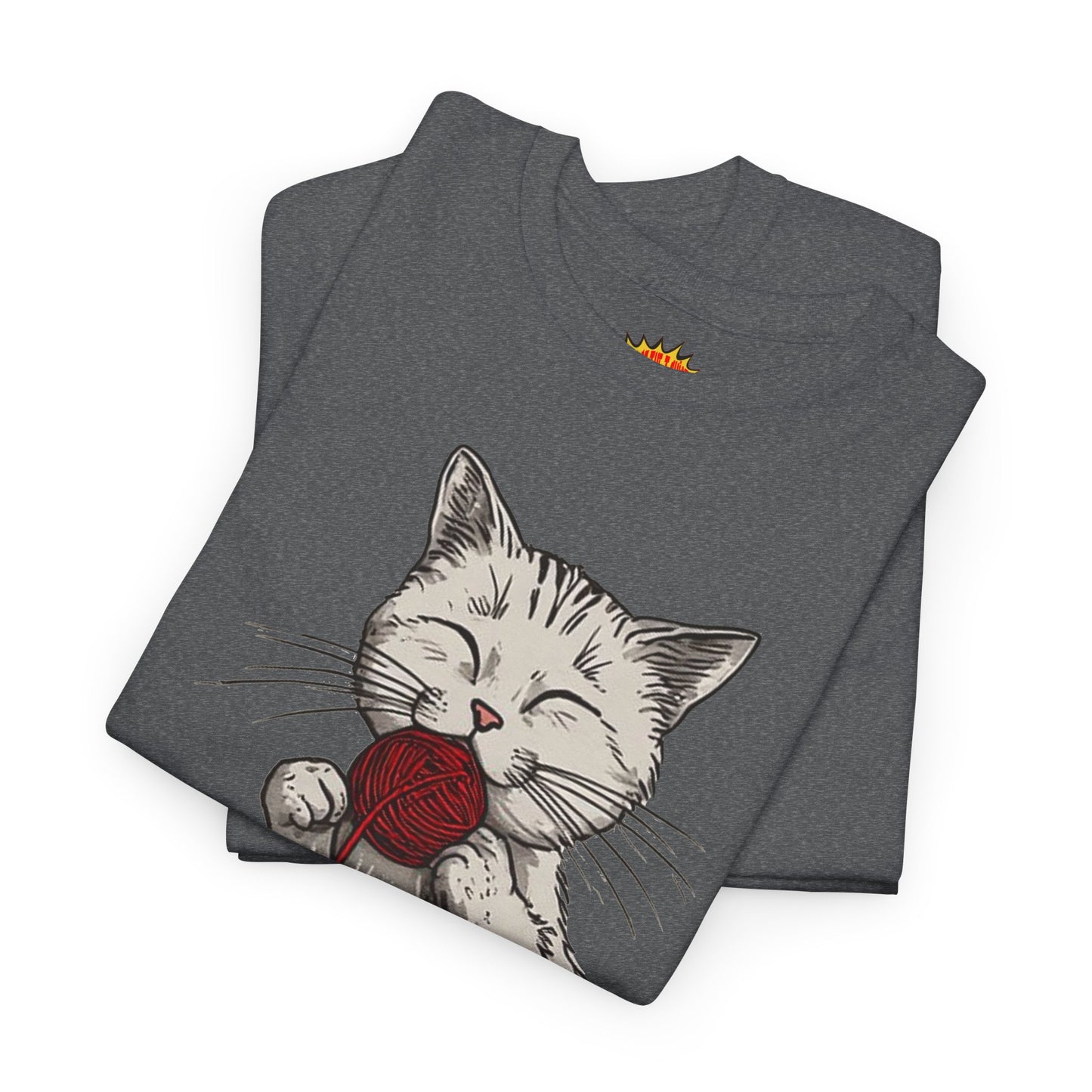 Cat w/Takeout Yarn Noodles Art Tee Shirt *Multiple Colors*