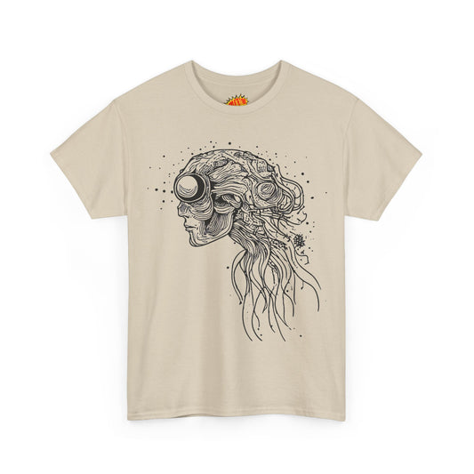 Humanoid Line Drawing Face Graphic Art Tee Shirt *Multiple Colors*