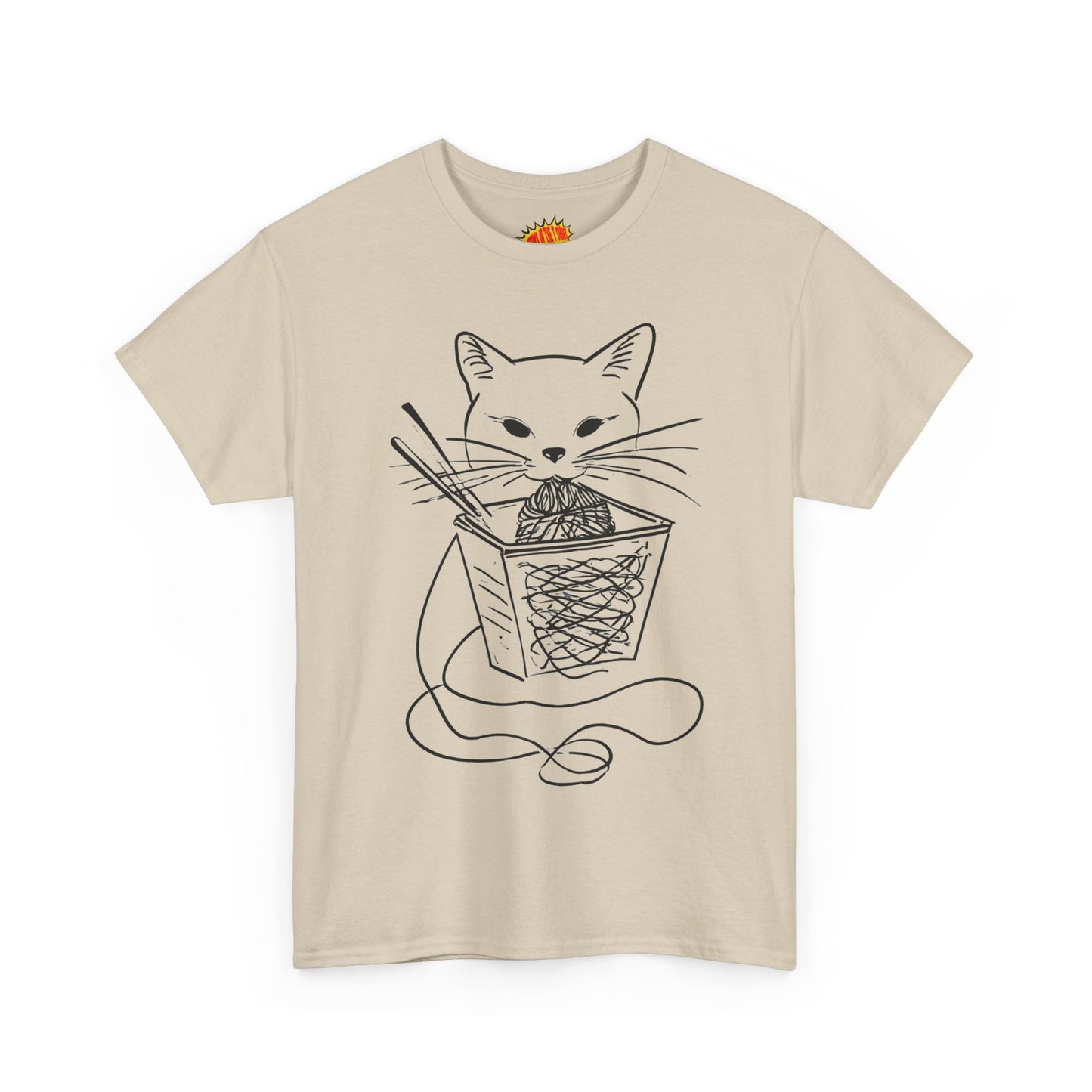 Cat w/Noodles Line Art Drawing Tee Shirt *Multiple Colors*