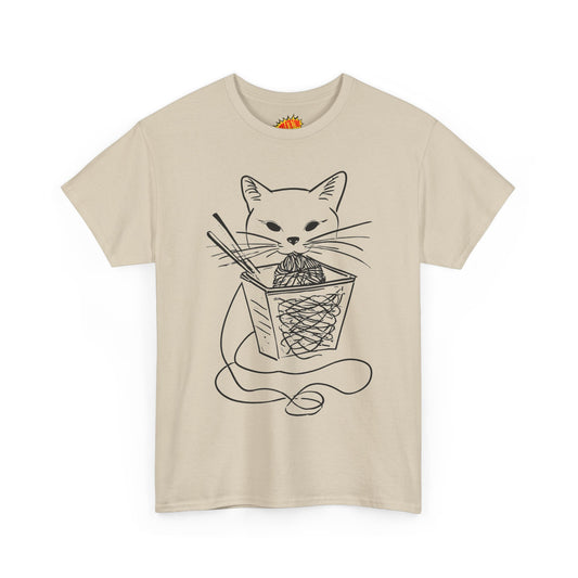 Cat w/Noodles Line Art Drawing Tee Shirt *Multiple Colors*
