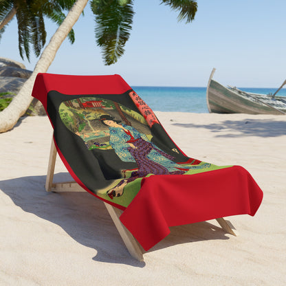 Oji Waterfall Beach Towel Red