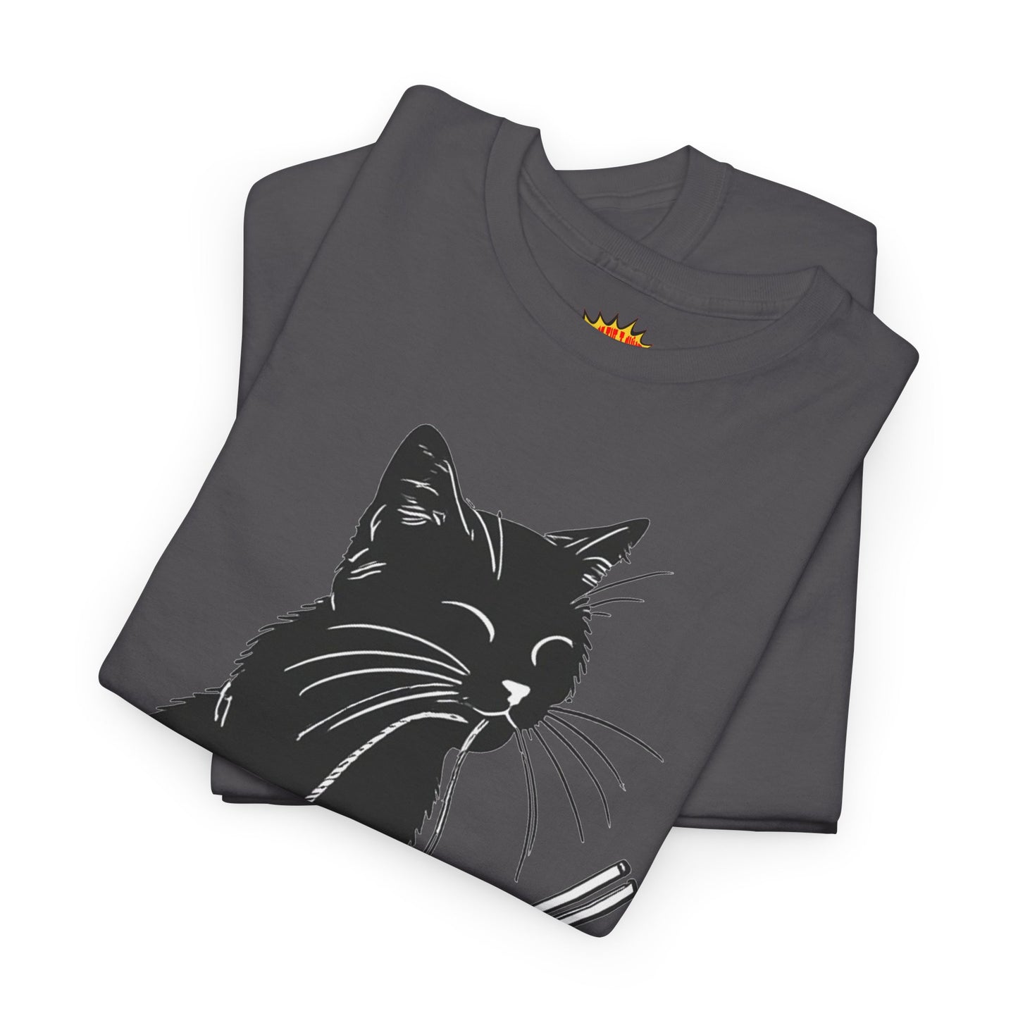 Black Cat w/Noodles Drawing Art Tee Shirt *Multiple Colors*