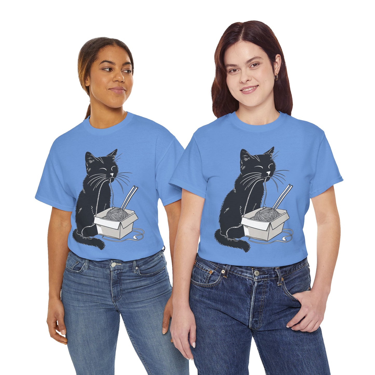 Black Cat w/Noodles Drawing Art Tee Shirt *Multiple Colors*