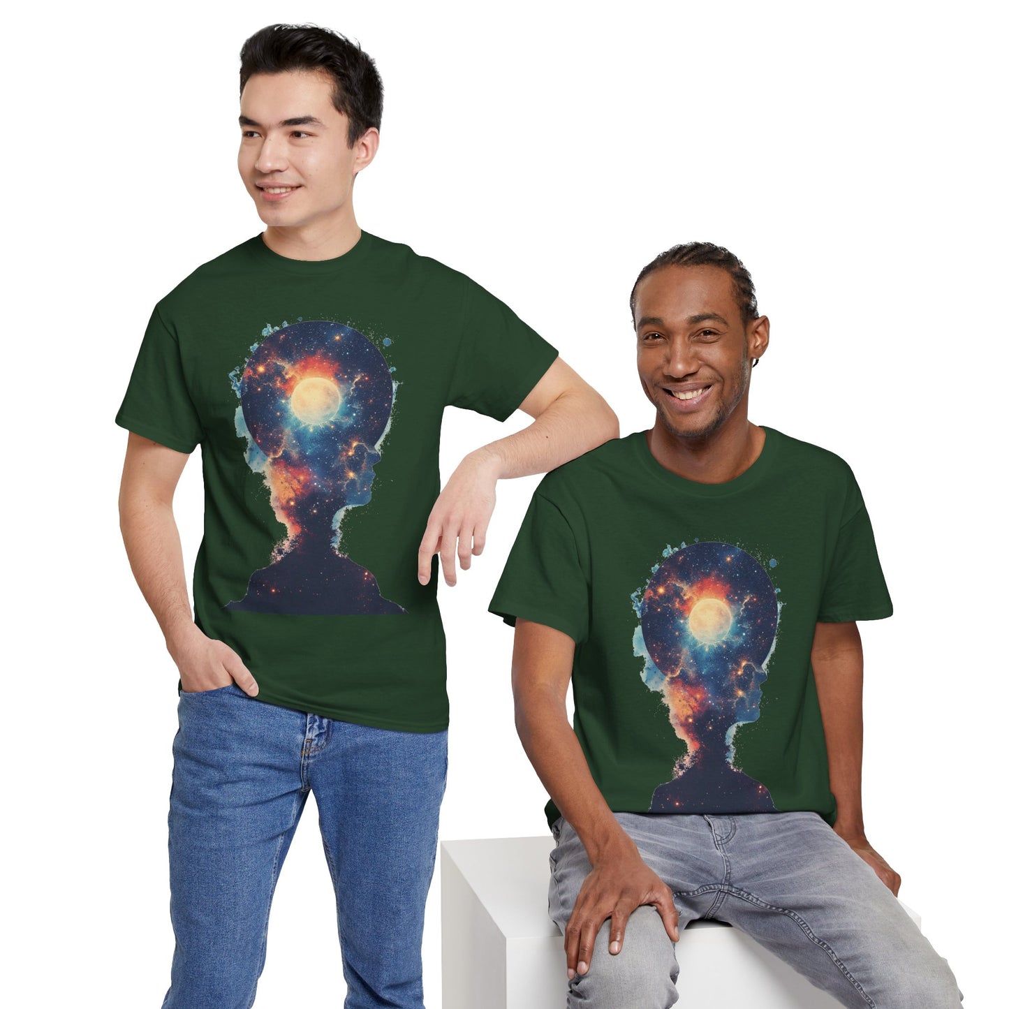Abstract Galaxy Nebula Art w/Face Graphic Tee Shirt *Multiple Colors*
