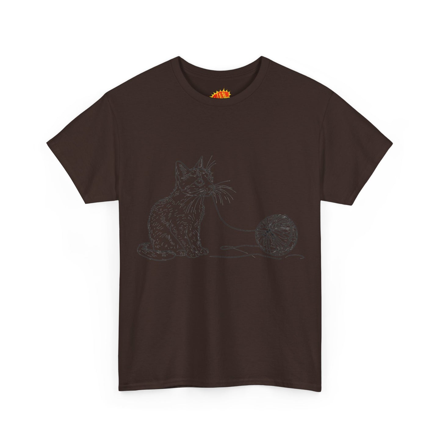 Cat w/Yarn Line Drawing Art Tee Shirt *Multiple Colors*