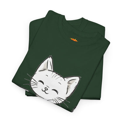 White Cat w/Takeout Yarn Art Tee Shirt
