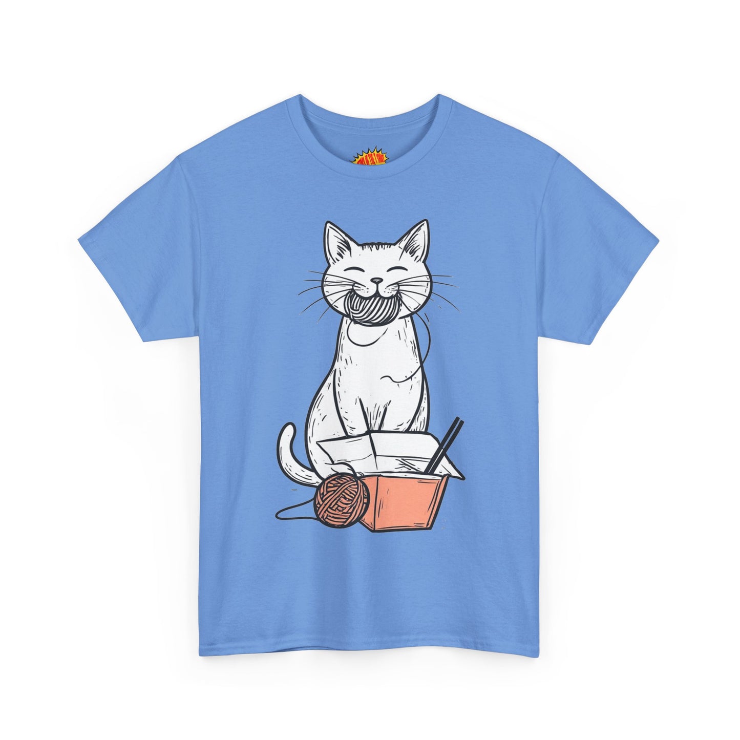 Cat w/Yarn Ball Takeout Art Tee Shirt *Multiple Colors*