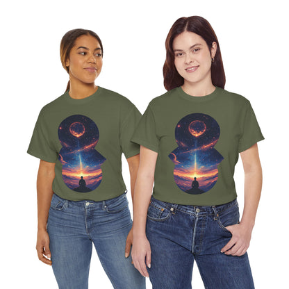 Cosmic Meditation w/Planet Space Graphic Art Tee Shirt