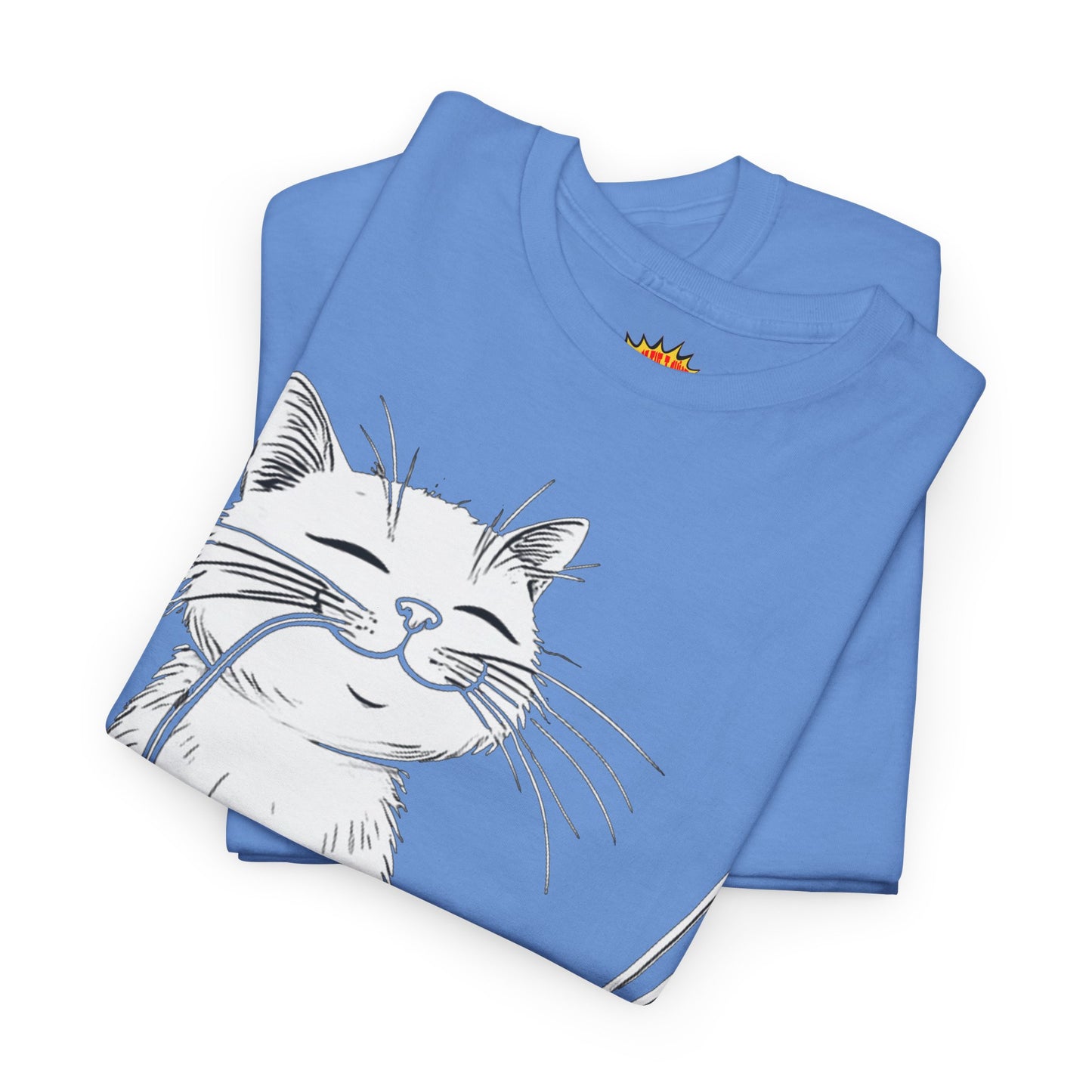 Happy Cat w/Noodles + Yarn Ball Art Drawing Tee Shirt *Multiple Colors*