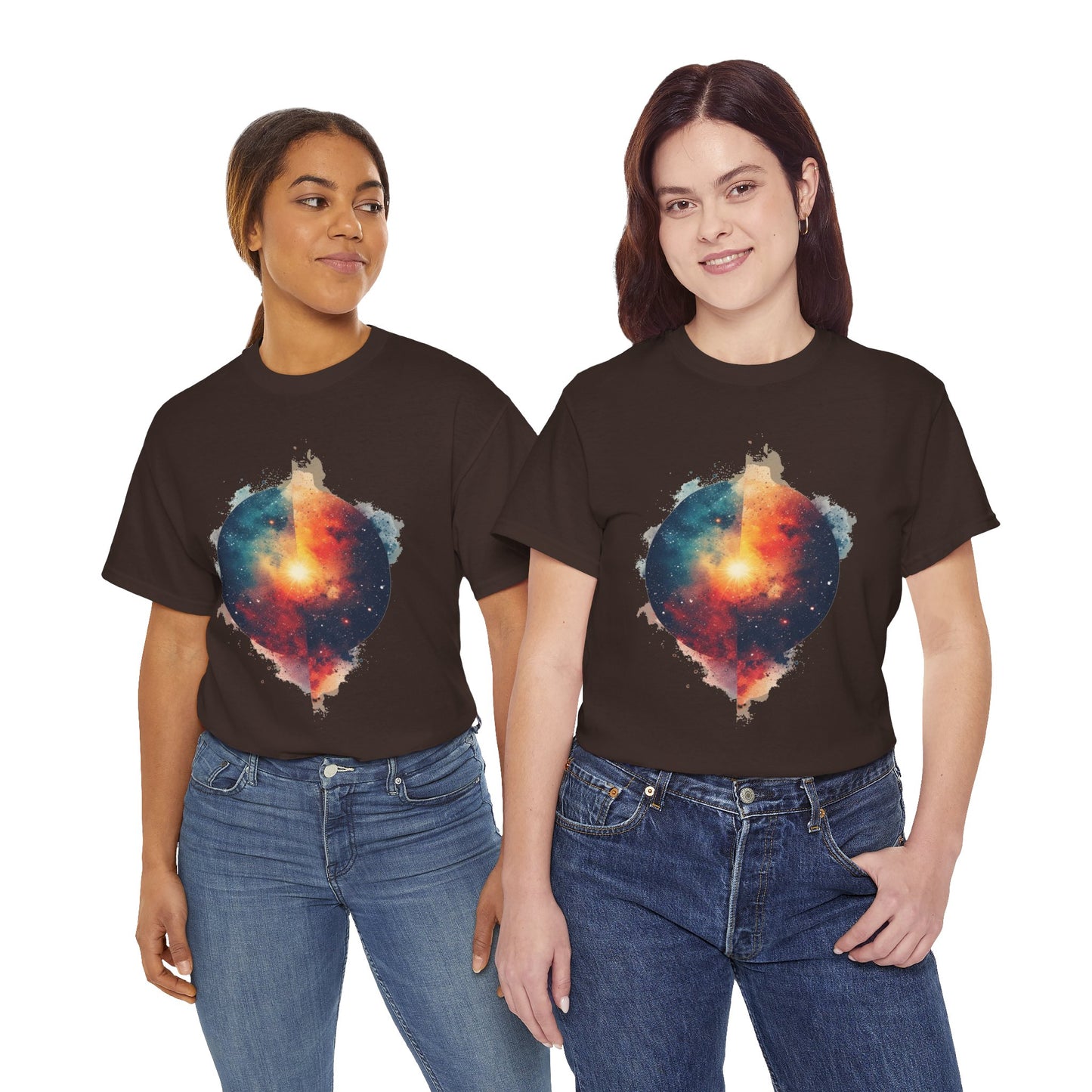 Round Galaxy w/Nebula Graphic Art Tee Shirt *Multiple Colors*