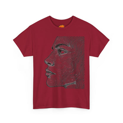Human Face Profile Line Drawing Graphic Art Tee Shirt