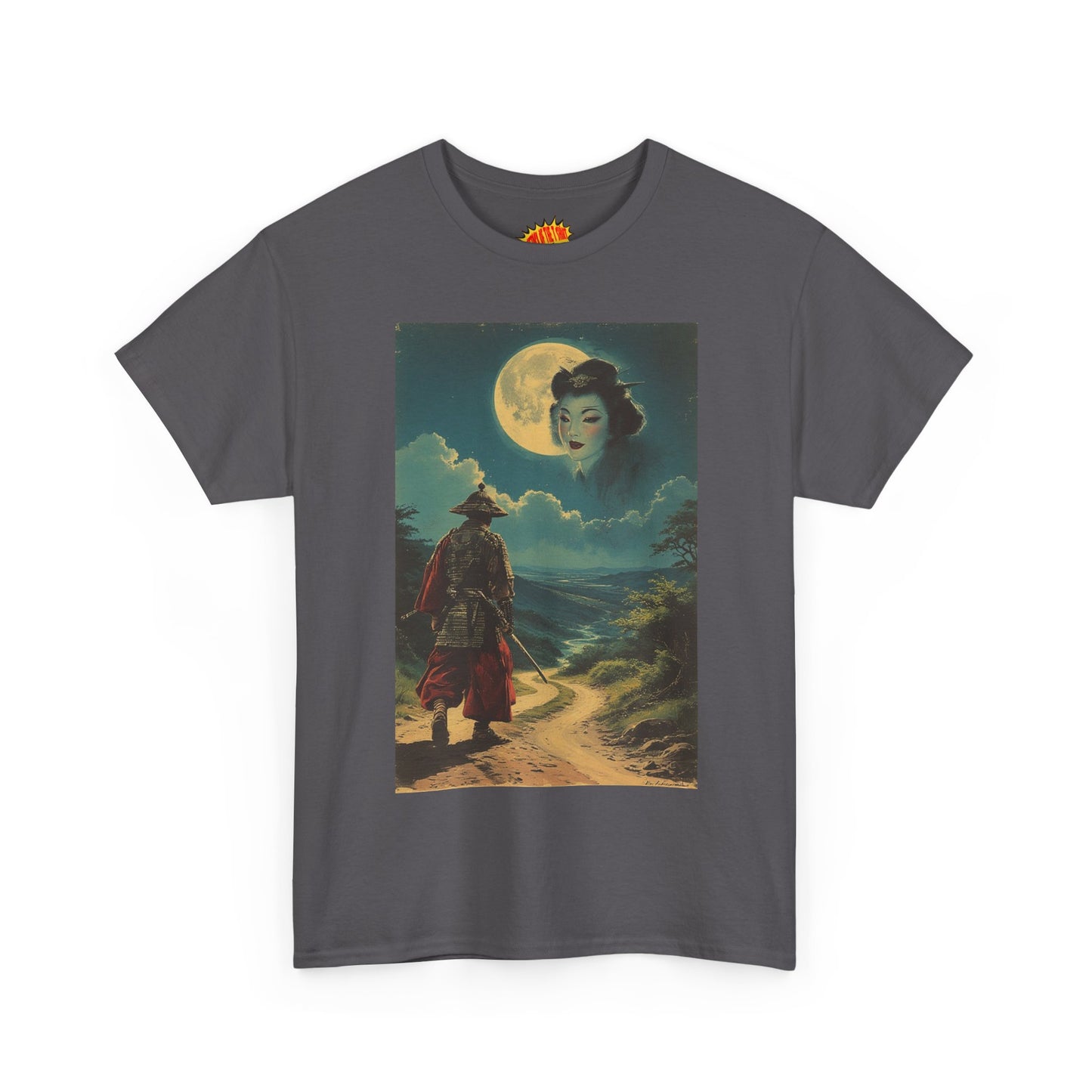 Samurai w/Full Moon Sky Geisha T-Shirt *Multiple Colors*