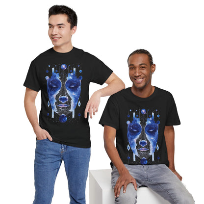 Cosmic Face Galaxy Graphic Space Art Tee Shirt