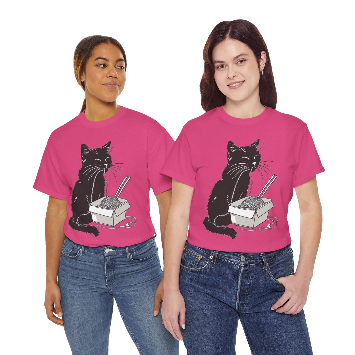 Black Cat w/Noodles Drawing Art Tee Shirt *Multiple Colors*