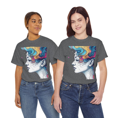 Face w/Color Hair Graphic Art Tee Shirt