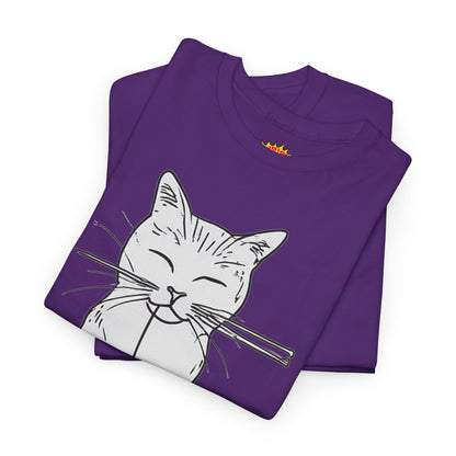 White Cat w/Yarn Ball Art Drawing Tee Shirt