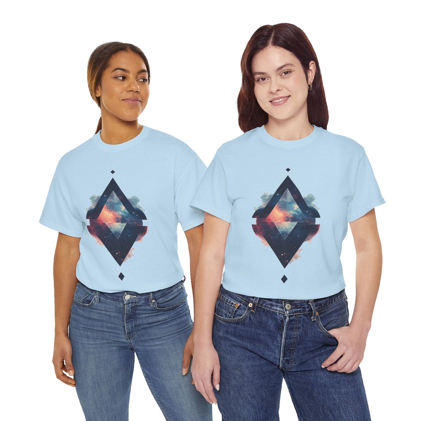Split Diamond Shape Nebula Graphic Space Art Tee Shirt *Multiple Colors*