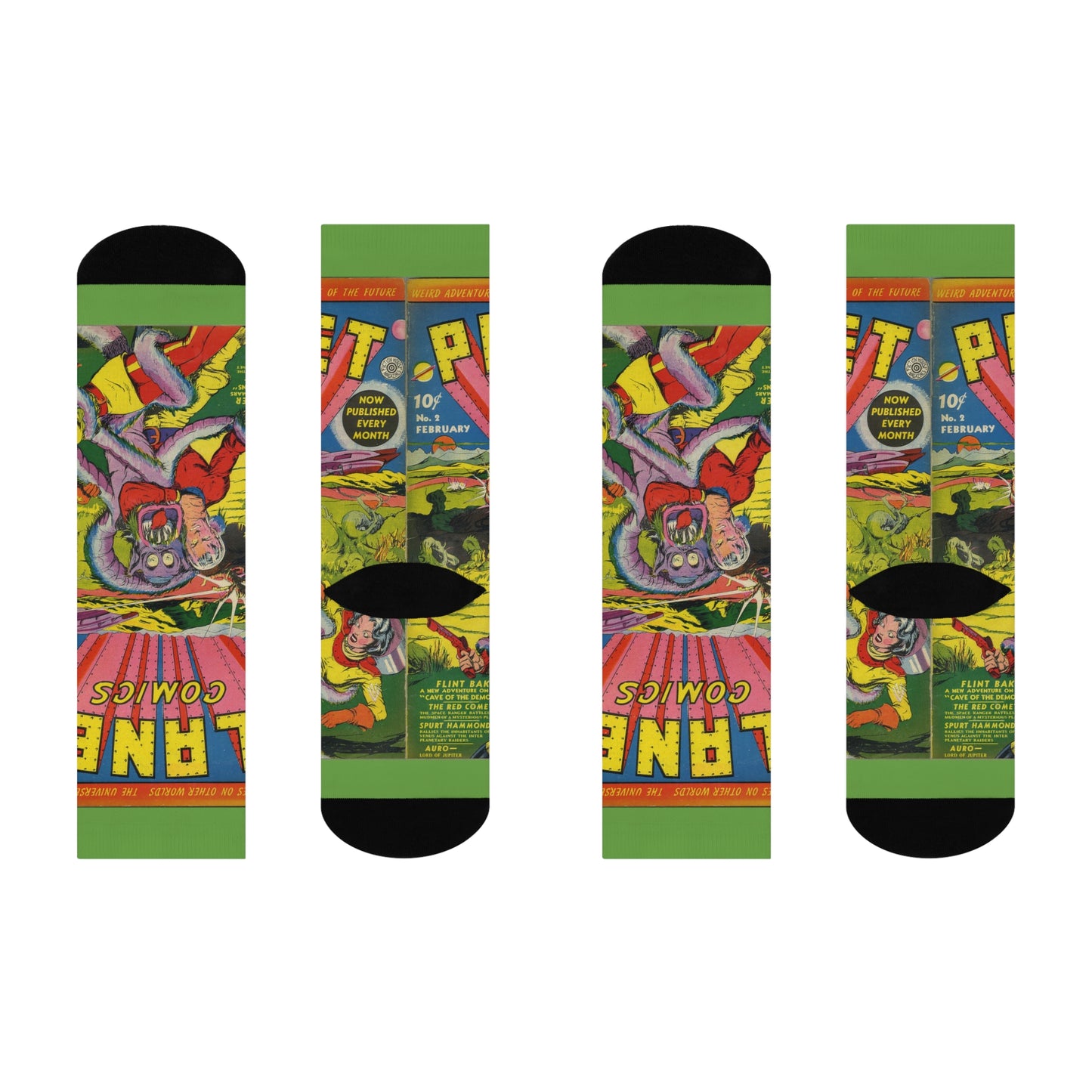 Planet Comics #2 Cushioned Socks Green