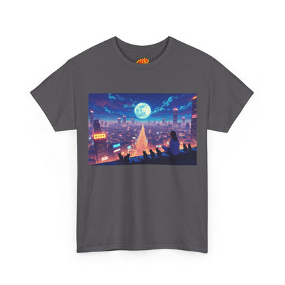 Anime Neon Night Cityscape w/Cats T-Shirt