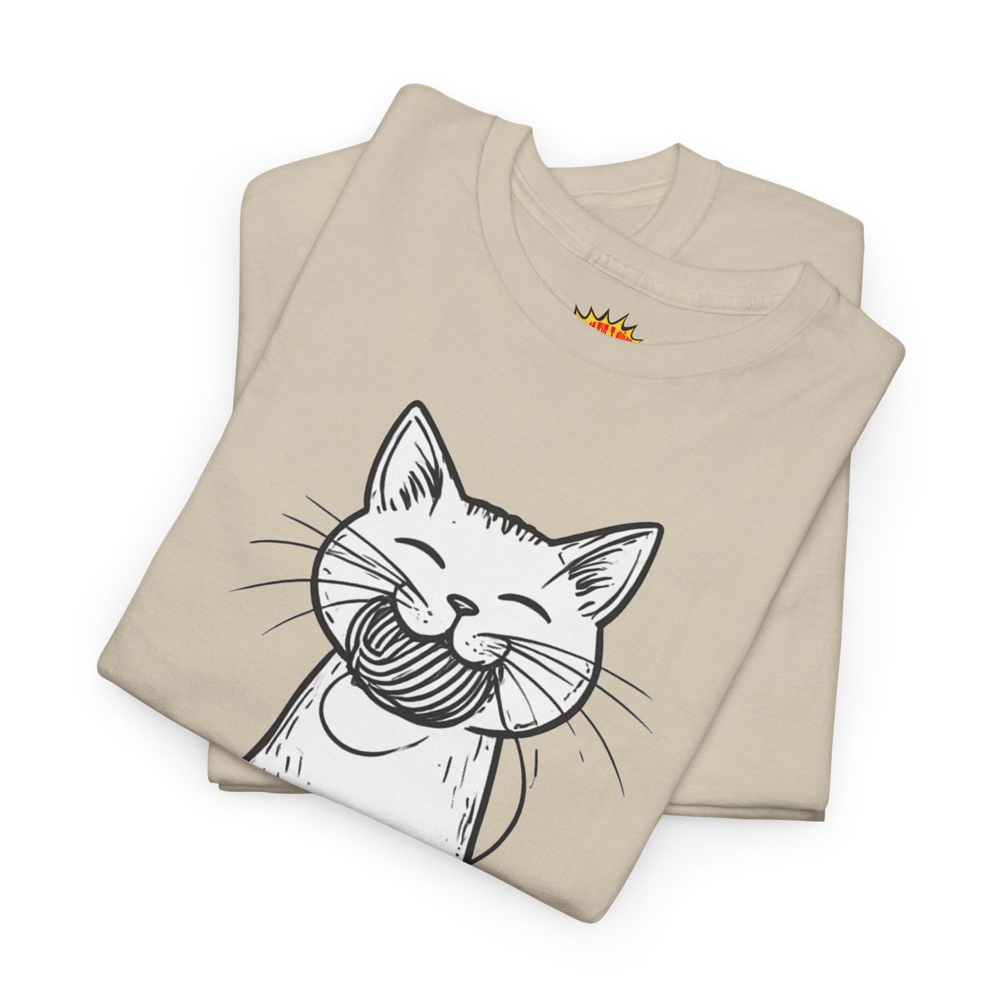 Cat w/Yarn Ball Takeout Art Tee Shirt *Multiple Colors*