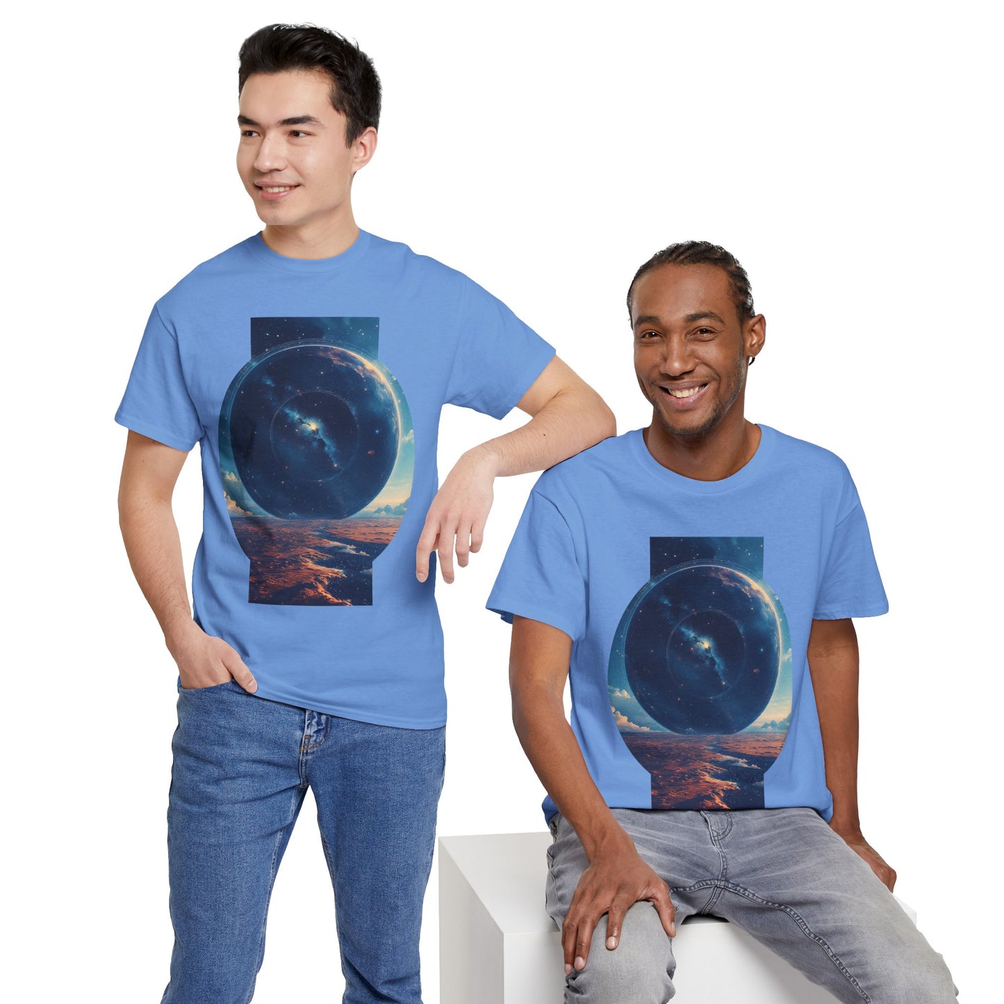 Round Galaxy Space Graphic Art Tee Shirt *Multiple Colors*