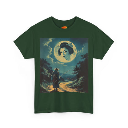 Travelling Samurai w/Full Moon Geisha Woman T-Shirt
