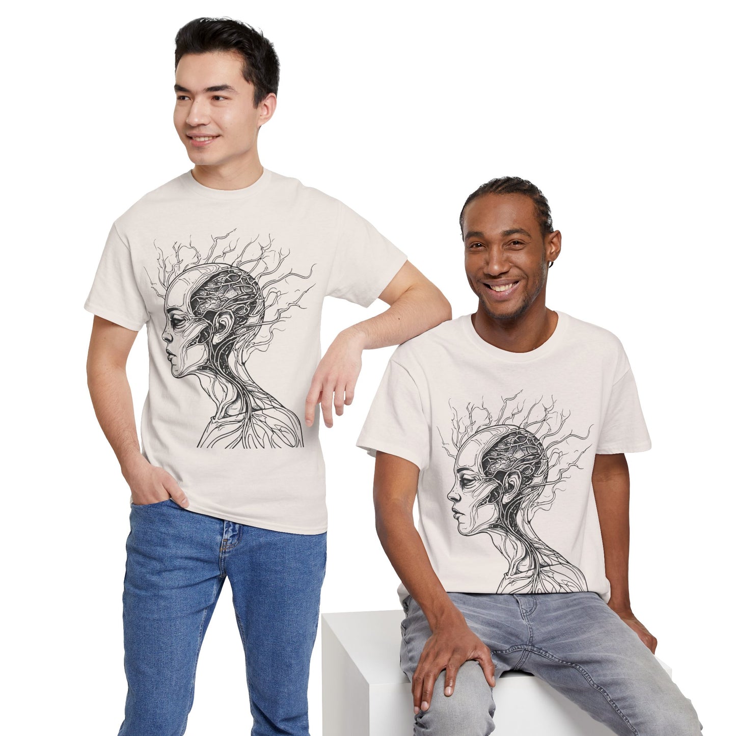 Anatomy Line Drawing Face Graphic Art Tee Shirt *Multiple Colors*