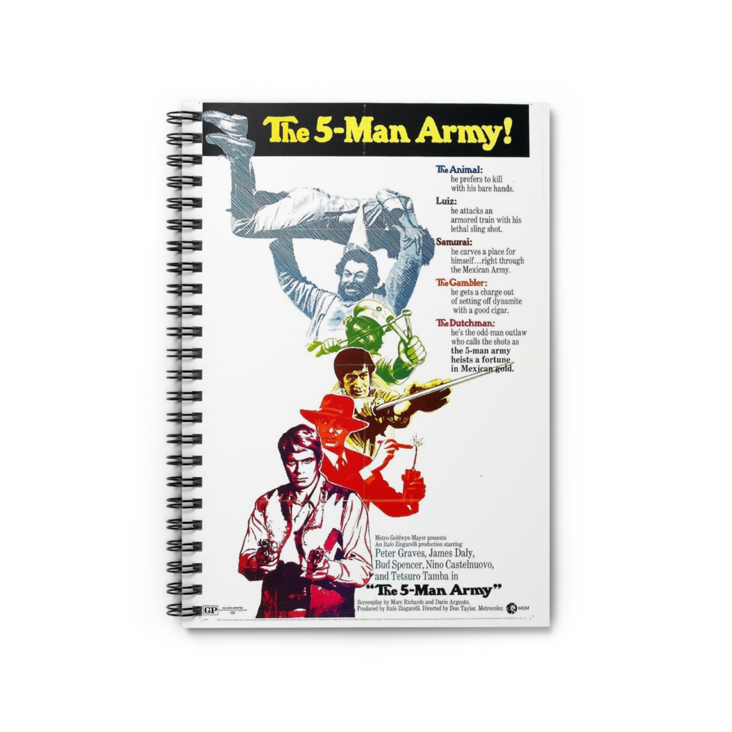 The Five Man Army - Vintage Movie Poster Notebook