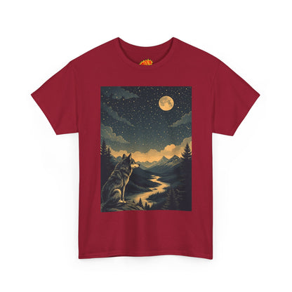 Mountain Wolf with River & Full Moon T-Shirt