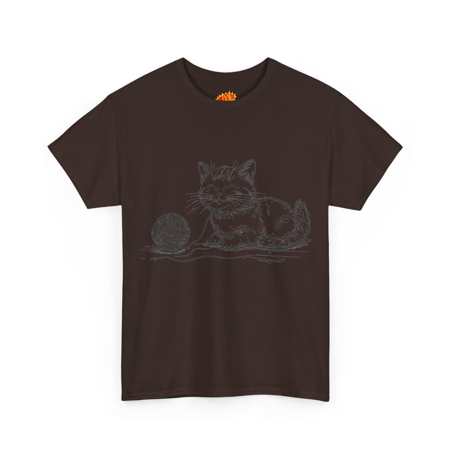Cat w/Yarn Ball Line Drawing Tee Shirt *Multiple Colors*