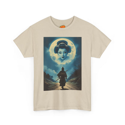 Walking Samurai w/Full Moon Geisha Woman T-Shirt
