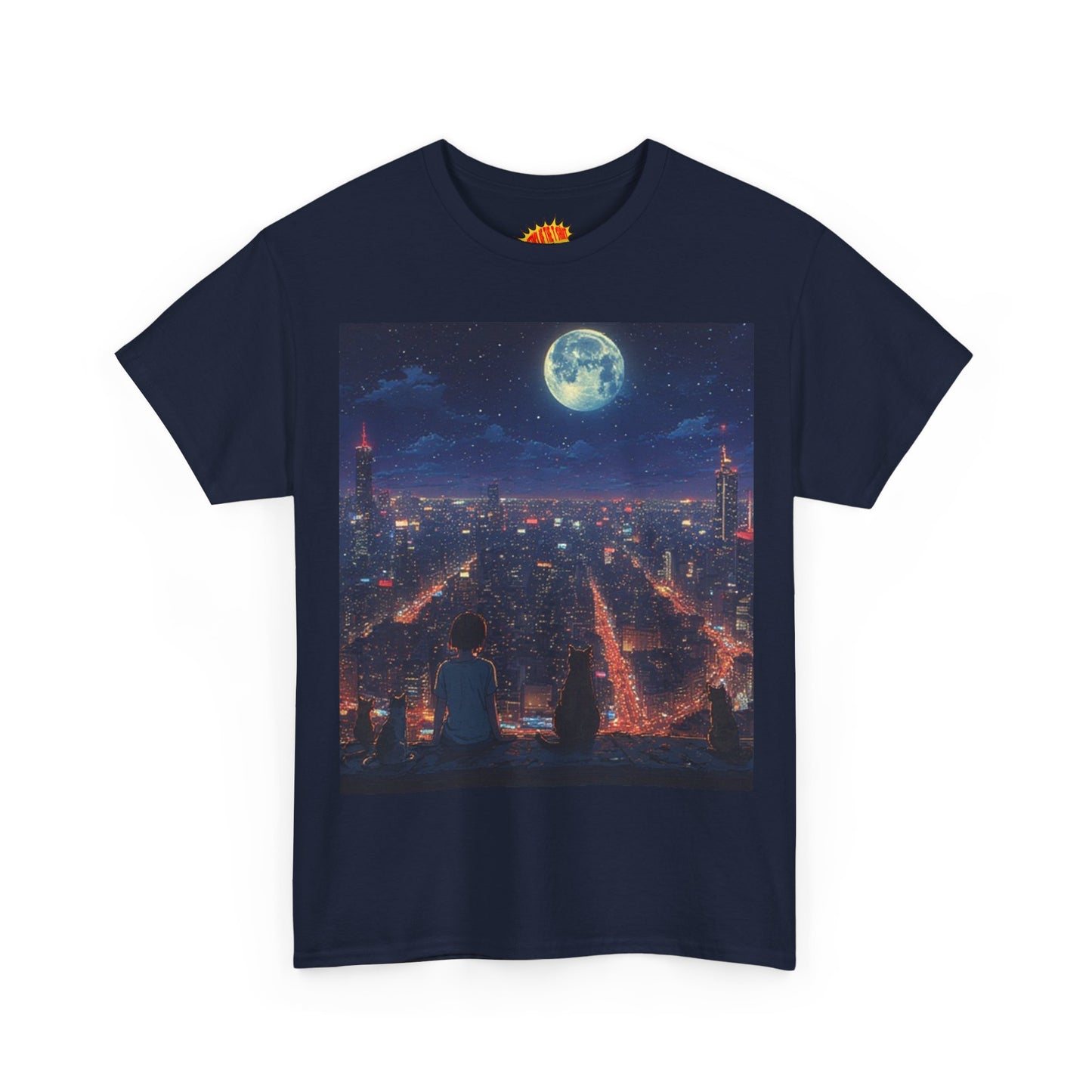 Anime City Neon Night Scene w/Cats T-Shirt *Multiple Colors*