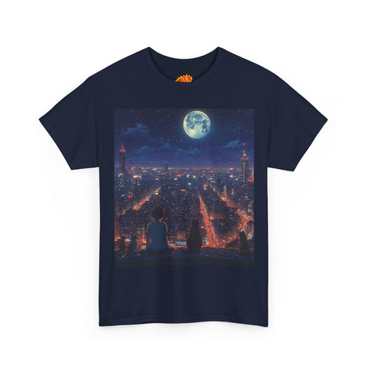 Anime City Neon Night Scene w/Cats T-Shirt *Multiple Colors*