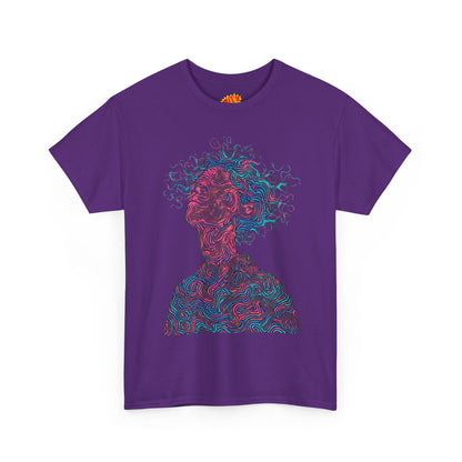 Line Drawing Multicolor Human Graphic Art Tee Shirt