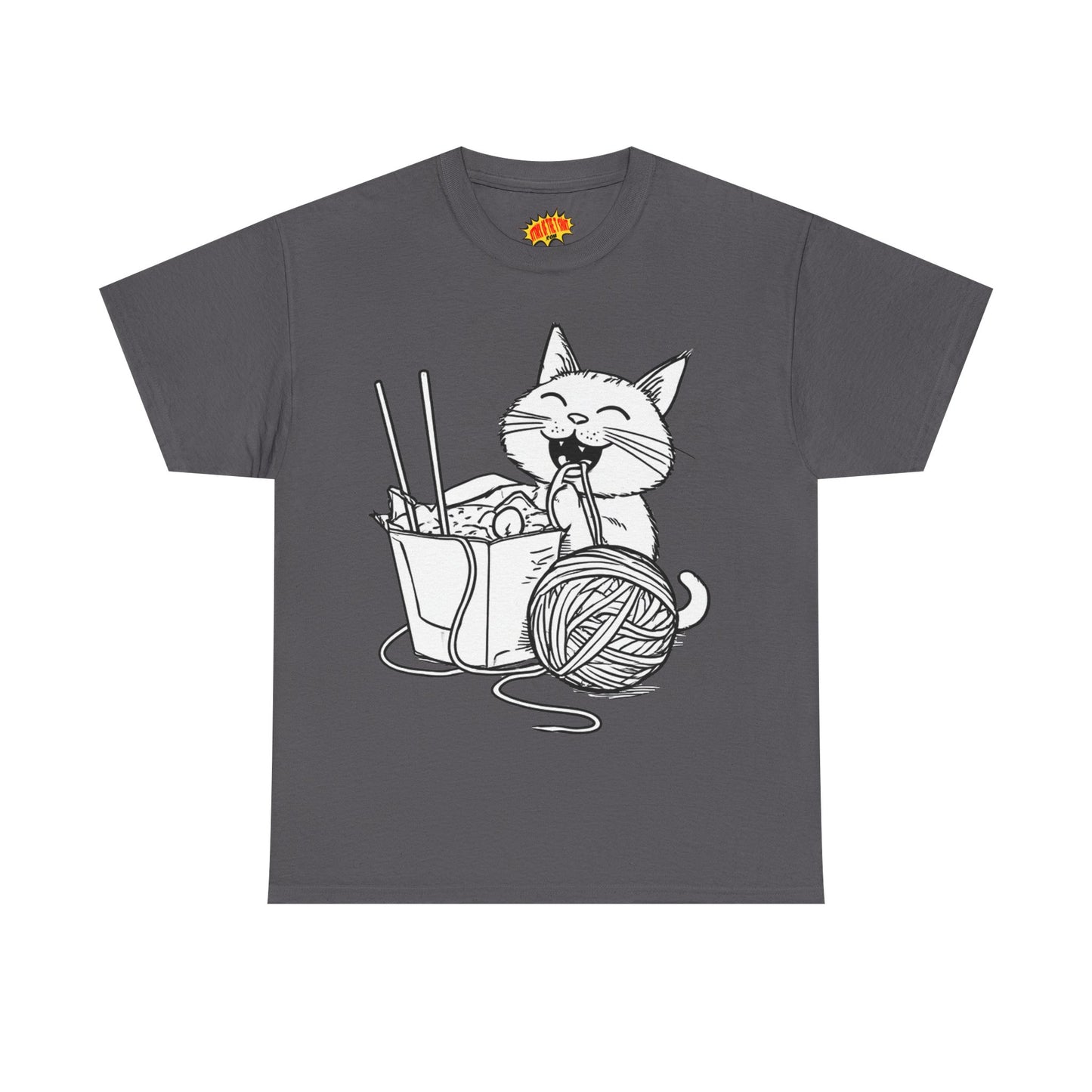 Happy Cat w/Noodles + Yarn Art Tee Shirt *Multiple Colors*