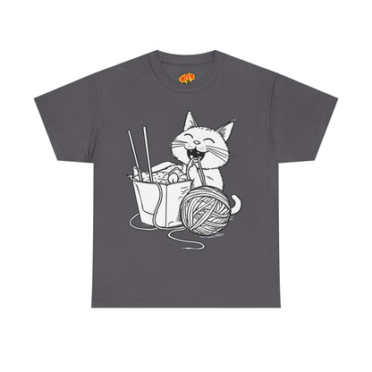 Happy Cat w/Noodles + Yarn Art Tee Shirt