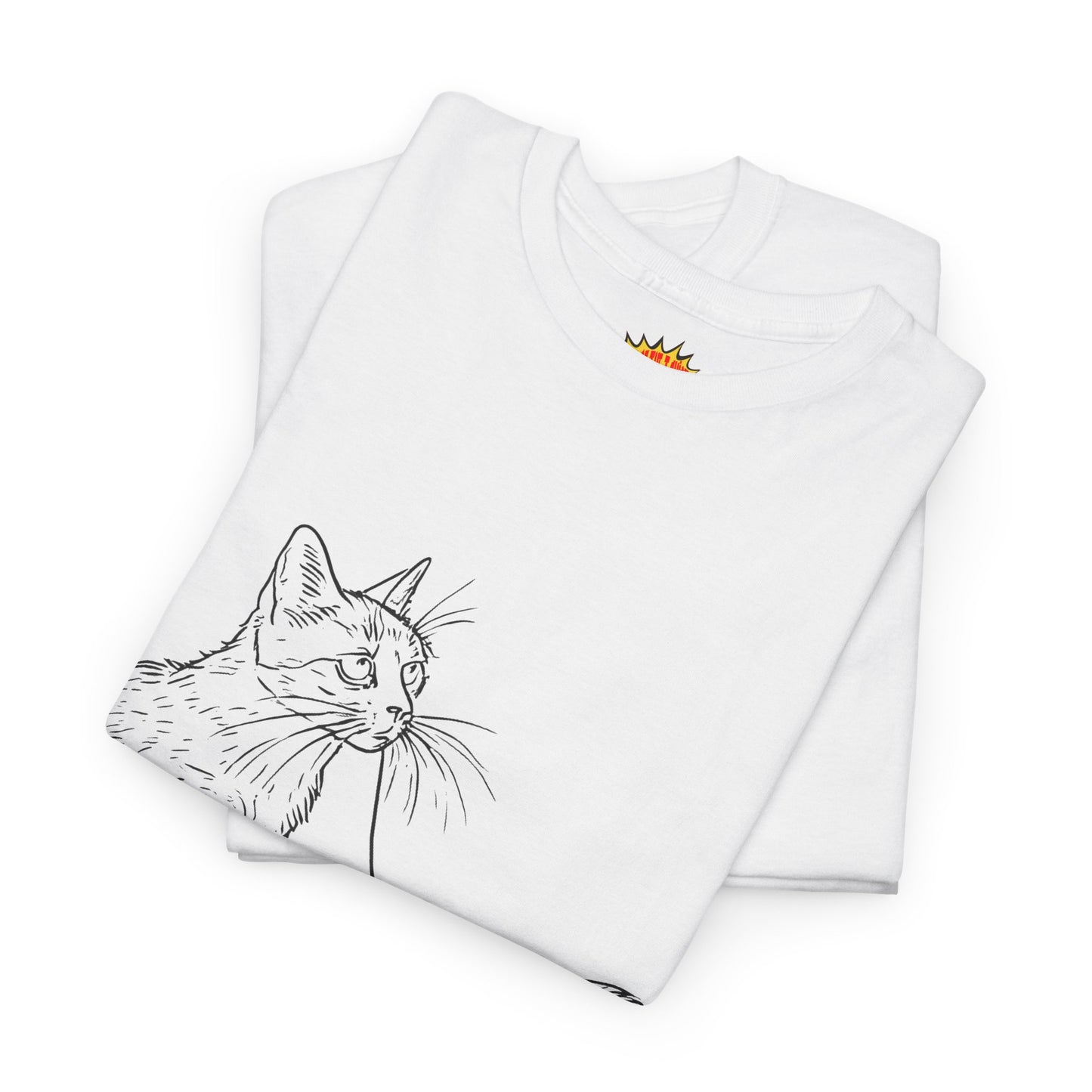 Cat w/Yarn Line Drawing Art Tee Shirt *Multiple Colors*