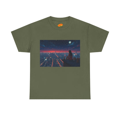 Neon City Anime Night Scene w/Cats T-Shirt