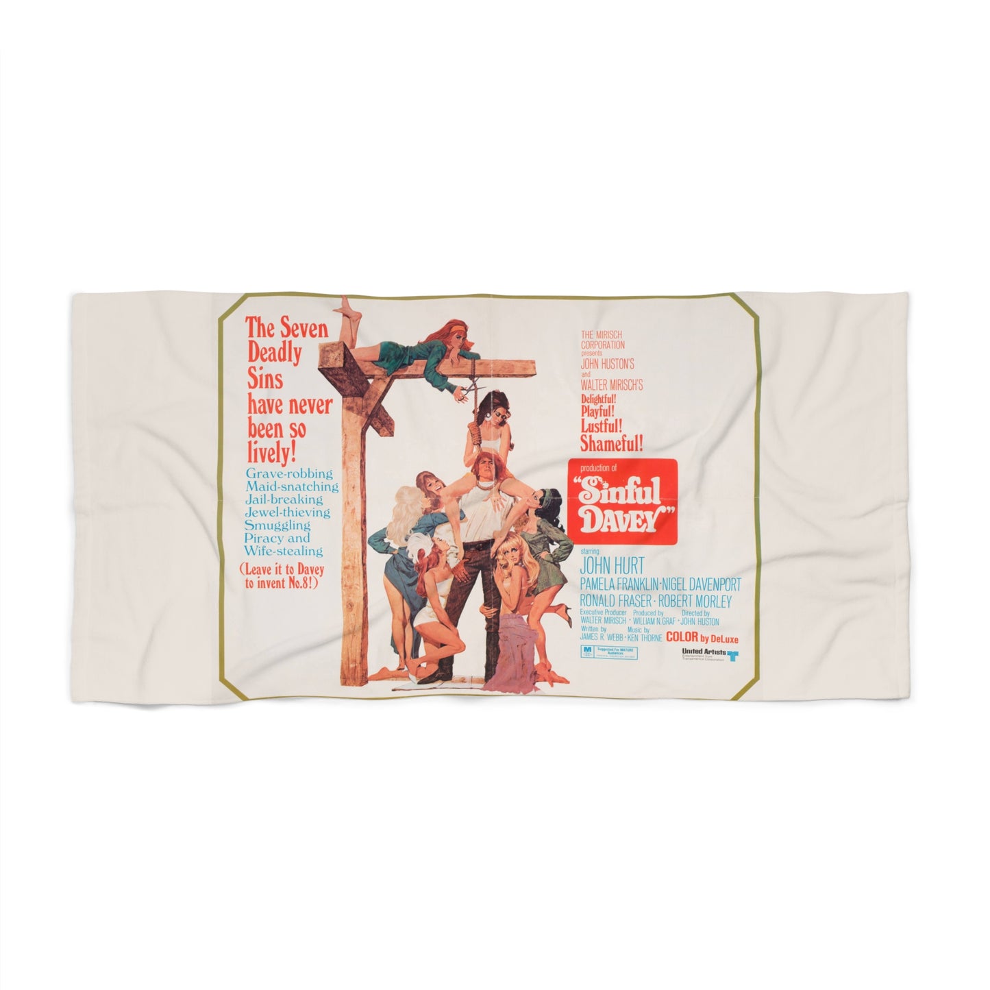 Sinful Davey Vintage Movie Poster Beach Towel | Retro Movie Art Towel