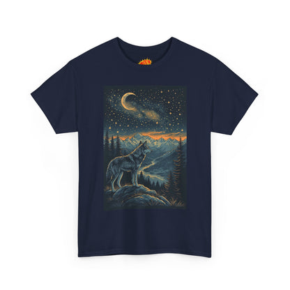 Mountain Wolf Sliver Moon Scene T-Shirt